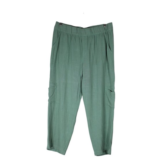 Soft Surroundings women's relaxed fit elastic waist ankle crop linen blend pants - Picture 1 of 9